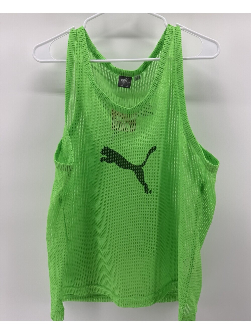 Puma Mesh Training Tank Bib Mens Size S Quick Drying Vest Fluorescent Green